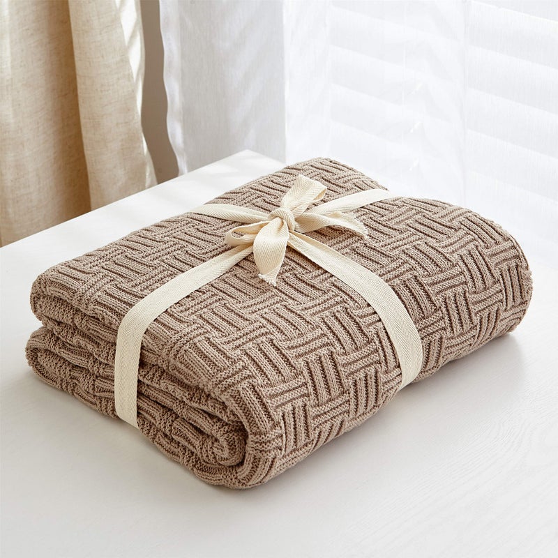 Longhui bedding Cotton Khaki Cable Knit Throw Blanket for Couch Sofa Bed with Bonus Laundering Bag â€“ Large 60 x 80 Thick, 3.4 LB, Machine Washable, Comfortable Home DÃ©cor - Image 2